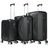 Reisekoffer ABS-03 Koffer 3-teilig Hartschale Trolley Set Kofferset Handgepäck Gepäck Reisetasche Schwarz