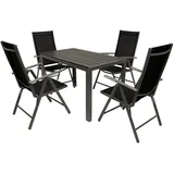 DEGAMO SORANO 5-teilig mit Tisch 70x125cm, + Kunstholz + Kunstgewebe schwarz
