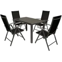 DEGAMO SORANO 5-teilig mit Tisch 70x125cm, + Kunstholz + Kunstgewebe schwarz