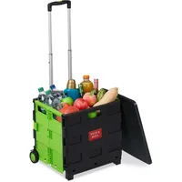Relaxdays Einkaufstrolley klappbar, bis 35 kg, 50 l Kiste,