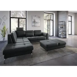 Ecksofa SIT & MORE "Bendigo L-Form", schwarz, B:258cm H:87cm T:226cm, Sofas, inklusive Sitztiefenverstellung, Bodenfreiheit 15 cm, in 2 Fußfarben