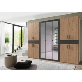 WIMEX Drehtürenschrank WIMEX "Tibet", grau Artisan, eiche nachbildung, absetzung graphit), B:313cm H:208cm T:58cm, Spanplatte, Schränke, Drehtürenschrank, mit Schubkästen auf bequemer Zugriffshöhe