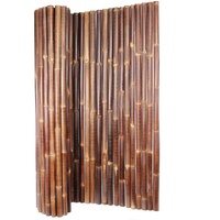 Bambusmatte 180 x 250cm mit dicken schwarz-braunen 4-6cm Wulung Bambussrohren - Mächtige Bambus Sichtschutzmatte 1,8m Höhe x 2,5m