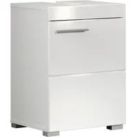 WELLTIME trendteam smart living Amanda Waschbeckenunterschrank Weiß/Weiß Hochglanz 1 Tür 1 Einlegeboden (BxHxT) 40 x 56 x 34 cm Kratzfest und Pflegeleicht für Badezimmer
