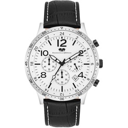 Rhodenwald & Söhne Chronograph Flight Captain in Silber Echtleder in Schwarz Herrenuhren   Herren 