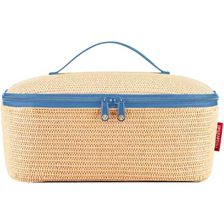Reisenthel coolerbag M Pocket Raffia Blue – Kühltasche mit Obermaterial aus recycelten PET-Flaschen – Ideal für das Mittagessen unterwegs