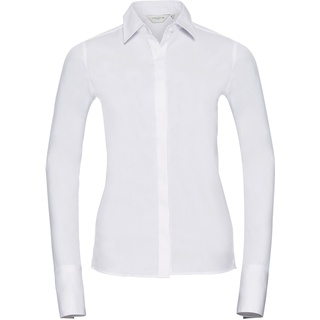 Russell Collection Ultimate Stretch Bluse – Langarm, white, XL
