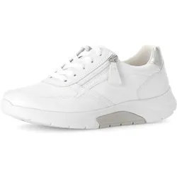 Keilsneaker GABOR ROLLINGSOFT, Damen, Gr. 40, silber (weiß, silberfarben), Lederimitat, sportlich, Schuhe, Freizeitschuh, Halbschuh, Schnürer, herausnehmbares Wechselfußbett