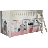 58 aufm Kessel Kinderbett Karyl 90 x 200 cm Massivholz weiß lackiert