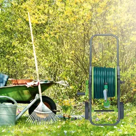 Relaxdays Schlauchtrommel 45 m grau-grün