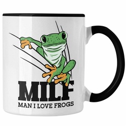 Trendation Tasse Lustige Frosch Tasse Geschenk für Froschliebhaber Lustig MILF Man I L schwarz