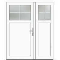 Asymm Kunststoff  Nebeneingangstür zweiflügelig "ANTONIA-Q" 71 mm Sprossen Weiß RAL 9016 beidseitig innen öffnend DIN rechts