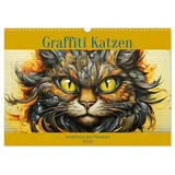 Calvendo Graffiti Katzen (Wandkalender 2026 DIN A3 quer), CALVENDO Monatskalender