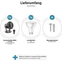 Ledscom.de LED Gartenstrahler MIBU schwarz für außen, Edelstahl, inkl.