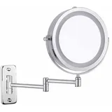 Feelglad Schminkspiegel zur Wandmontage, 10-fach doppelseitiger LED-Vergrößerungsspiegel, 360° schwenkbarer, ausziehbarer Kosmetikspiegel,