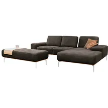 W.Schillig Ecksofa »run, Designsofa mit tollem Sitzkomfort, L-Form« mit elegantem Holzsockel, Füße in Chrom glänzend, Breite 279 cm grau