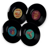 itenga 40x Bierdeckel Untersetzer Schallplatten Design Retro Tischdeko - Getränkeuntersetzer Schallplatte Vinyl Bierdeckel aus Pappe