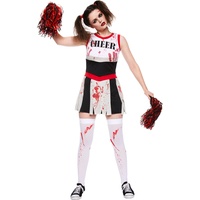 amscan 9902697 Miss Cheerleader Zombie-Kostüm – Größe 42-44 – 1 Stück, weiß, 14-16