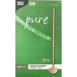 Papstar 500 Cocktail-Stampfer, Holz pure 17 cm natur Moon