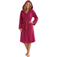 Morgenstern Bademantel Damen mit Kapuze 100% Baumwolle Frottee OEKO-TEX® Morgenmantel Marina Fuchsia Gr. M - M