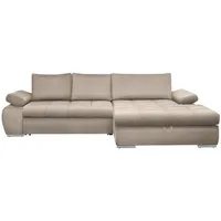 CARRYHOME Ecksofa, Beige, Textil, Uni, 4-Sitzer, Füllung: Schaumstoff, Ottomane rechts, L-Form, 294x173 cm, Stoffauswahl, seitenverkehrt erhältlich, Schlafen auf Sitzhöhe, Rücken echt, Wohnzimmer, Sofas , Couches, Wohnlandschaften, Ecksofas