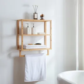 [en.casa] Badezimmerregal, Natur, Holz, 52x58.5x21 cm, Badezimmer, Badezimmerregale, Badregale