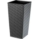 Kadax - Rattan Blumentopf, Mit Einlage, Pflanzkübel, 25 Cm, Graphit