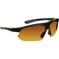 proSPORT Bifokale Sonnenbrille für Herren und Damen, HD, bernsteinfarbene Linse, halbrundlos, Wrap-Around-Golf-Fahren, Schwarzer Rahmen, Large - L