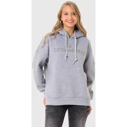 Hoodie CIPO & BAXX "HOODIE SWEATSHIRT", Damen, Gr. L, grau, 70% Baumwolle;30% Polyester, unifarben, Basic, regular fit normal, Langarm, Sweatshirts, sportlich-lässiges Kleidungsstück
