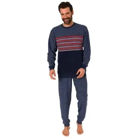 normann Frottee Pyjama Schlafanzug Bündchen und Rundhals - 51524 in blau | Gr.: 54