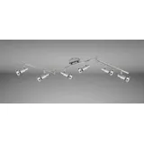 Trango 6-flammig 2991-068-5W LED Deckenleuchte *OSCAR* in Chrom-Optik inkl. 6x 5 Watt GU10 LED Leuchtmittel I Deckenlampe I Deckenstrahler I Deckenspots I Wohnzimmer Lampe schwenkbar und drehbar