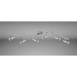 Trango 6-flammig 2991-068-5W LED Deckenleuchte *OSCAR* in Chrom-Optik inkl. 6x 5 Watt GU10 LED Leuchtmittel I Deckenlampe I Deckenstrahler I Deckenspots I Wohnzimmer Lampe schwenkbar und drehbar