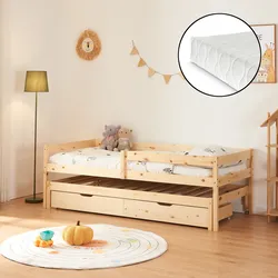 Doppel-Kinderbett Sonkajärvi mit Matratze 90x200cm Natur