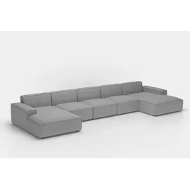 Fun Möbel Wohnlandschaft U-Form CELES XL in Stoff Scala Trüffel - Beige