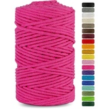 Netuno 1x Makramee Garn Fuchsia 3 mm 100 m Baumwollkordel mit Baumwollkern Bastel-Garn Makramee Naturbaumwolle Baumwollgarn Bastelschnur Baumwollfaden Makramee Schnur Makramee Baumwollkordel