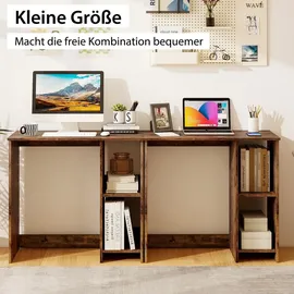 Costway Kleiner Schreibtisch, 2 Fächern, PC-Tisch, Bürotisch für kleine Räume, 80 x 40 x 74 cm Braun