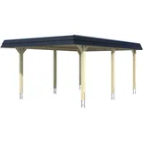 SKANHOLZ Carport Wendland 4,09 x 6,28 m grau mit Aluminiumdach und Pfostenanker