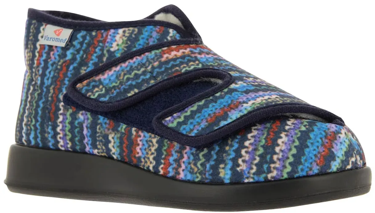 Hausstiefel VAROMED, Damen, Gr. 37, bunt (dunkelblau, bunt), Textil, Schuhe