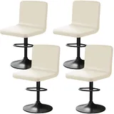 YINGAYOU Stuhlhussen für Barhocker mit Lehne Samt Stretch Barhocker Stuhlhussen Sehr Weich und Elastisch, Einfach Anzubringen Knitterfrei, Waschbar, Staubdicht (4, Beige)