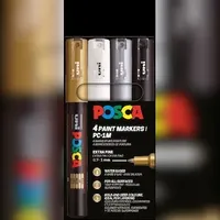 Posca Acrylmarker Set 4 St. gold/schwarz/silber/weiß