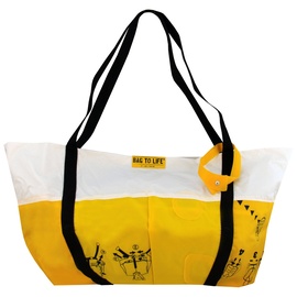Bag to Life Shopper »Airlie«, aus recycelter Rettungsweste, Gr. B/H/T: 68,5 cm x 32,5 cm x 14 cm, gelb-weiß, , 52387700-0