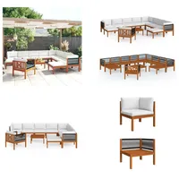 vidaXL 12 tlg. Garten Lounge Set mit Kissen Cremeweiß Massivholz Akazie - Gartenmöbel-Set - Gartenmöbel-Sets - Gartensofa - Gartensofas - Weiß