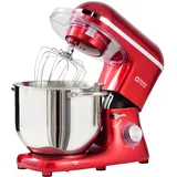 Kitchen in the box Küchenmaschine, 7,5 L Knetmaschine 1400 W, 6 Geschwindigkeits Teigmaschine mit Rührhaken, Knethaken, Schneebesen, Rot