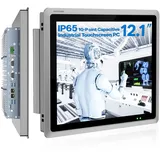 NORQIN 12,1-Zoll Lüftungsloser Industrie-Embedded-Panel-PC,10-Punkt-Kapazitiver Touchscreen,Industrie-Touchscreen-Panel-Computer,IP65-All-in-One-Computer,Windows 10 Pro(i7-7500U,16GB RAM 512GB SSD)