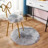 champracer Faux Lammfell Schaffell Teppich,Rund Hochflor Fluffy Teppich Plüsch Wohnzimmer Dicker Teppich,Kunstfell Teppich, Weicher und Flauschiger Teppich Wohnzimmer,Teppich Rund (Hellgrau,50cm)