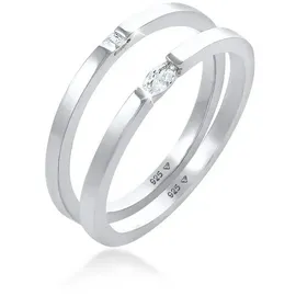 Elli Solitärring Ring Solitär Zirkonia Klassik Set 925 Silber silberfarben 52 mm
