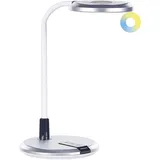 Beliani LED Schreibtischlampe COLUMBA verstellbar Metall Weiß / Silber