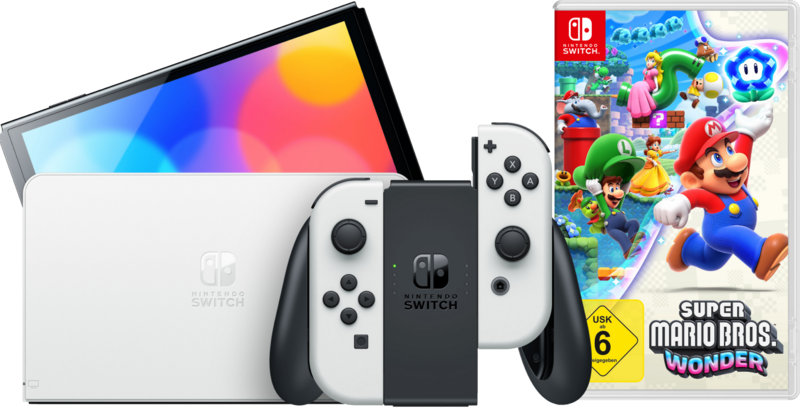 Preisvergleich Produktbild Nintendo Switch OLED Weiß + Super Mario Bros. Wonder