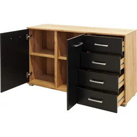 Priess Kombikommode 123 x 71 x 38 cm Schwarz