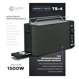 Balter Home Balter Toaster TS-04-LCD Grau Langschlitz